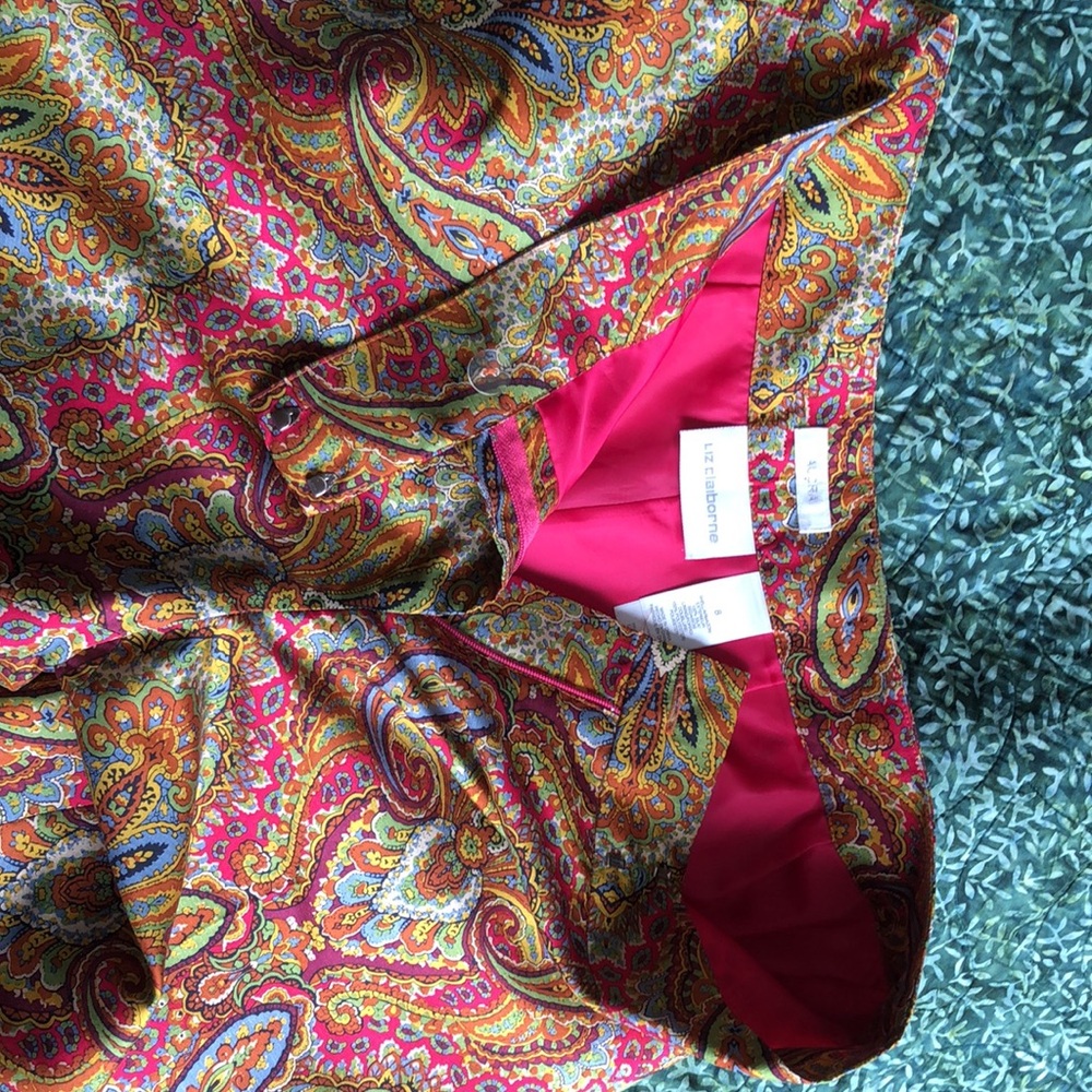 8 Silk Paisley Pants Audra Liz Claiborne - Picture 8 of 8
